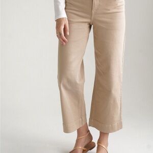 Carly Jean Wide-Leg Cropped Pants in Khaki size 5